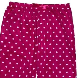 Valentine, Hot Pink Heart 1X Fleece Lounge Pants Super Soft NWT
